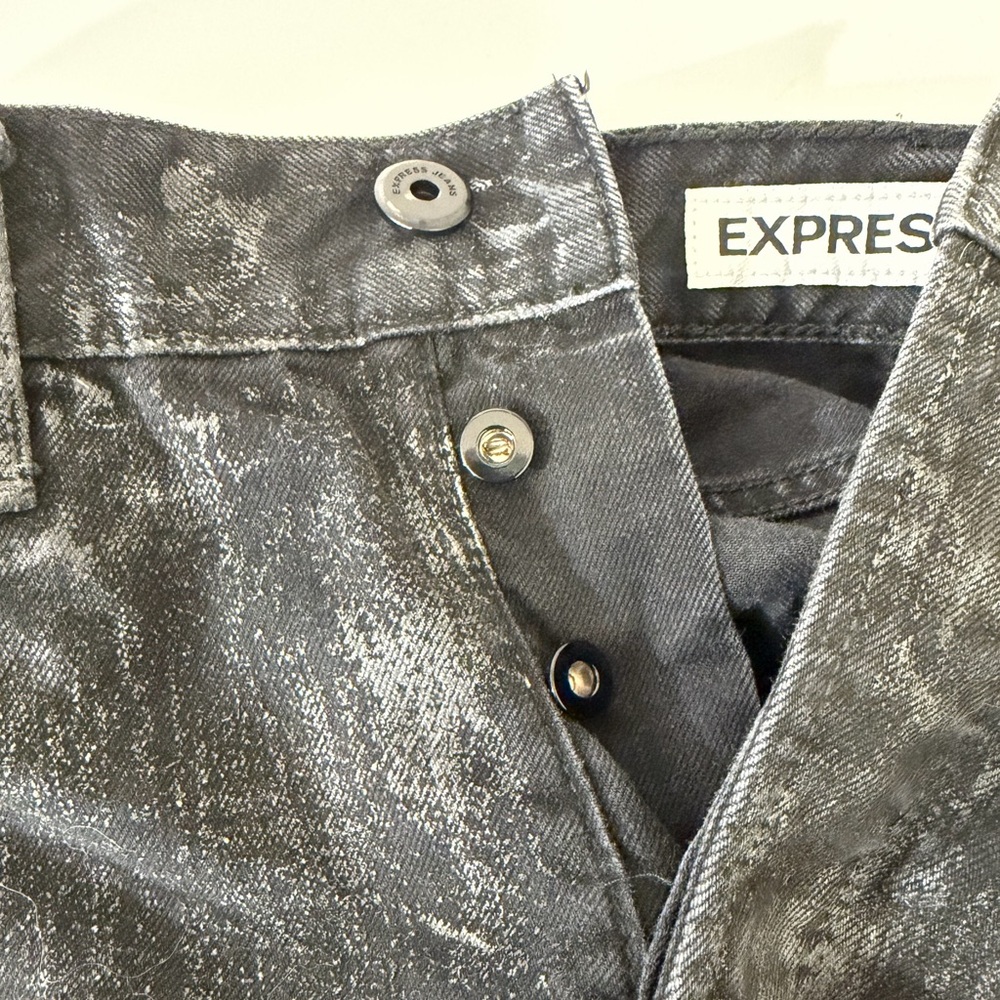 Express black silver wax-coated slim-fit Straight leg jeans by Express. 32 x 34 - Picture 7 of 9